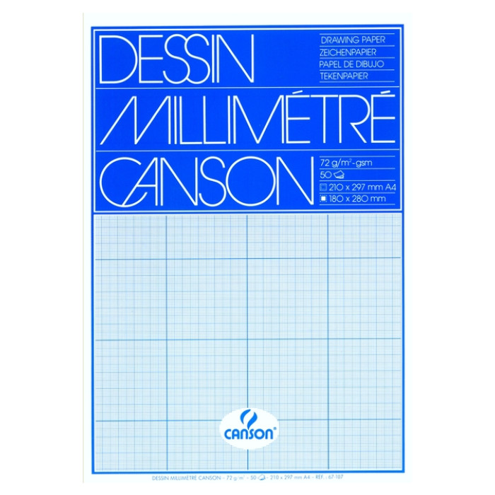 Millimeterblok Canson A4 blauw 50 vel