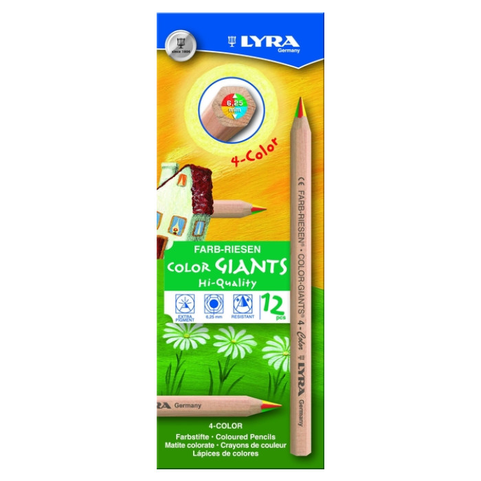 Kleurpotlood LYRA Color Giants Nature vierkleurig set à 12 stuks