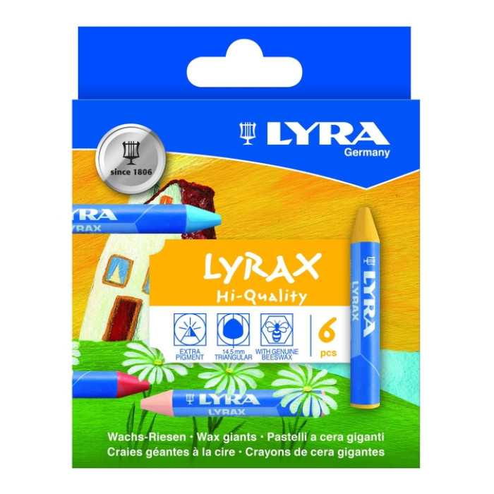 Waskrijt LYRA Lyrax Wax Giants set à 6 kleuren