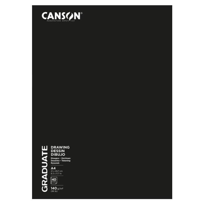 Schetsboek Canson Graduate 20vel 140gr A4 wit