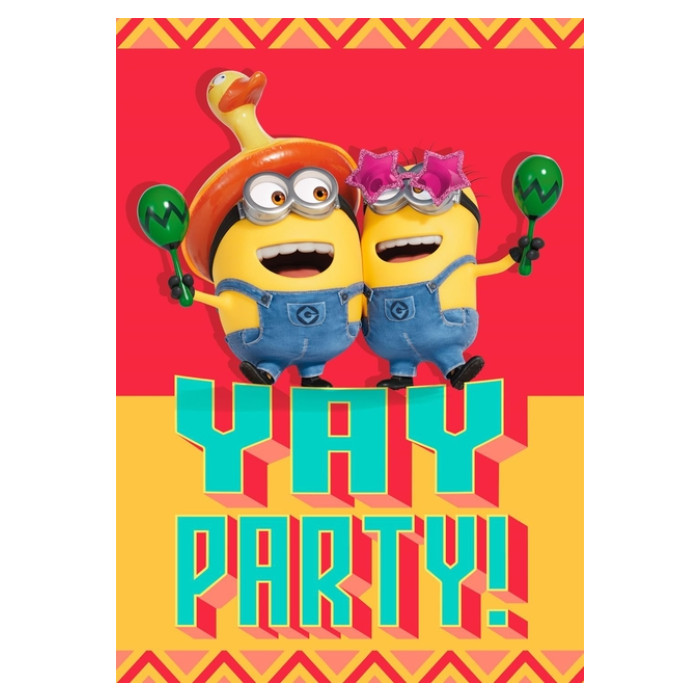Wenskaart Hallmark uitnodiging Minions pak à 6 stuks