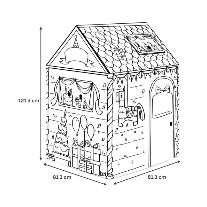 Kartonnen speelhuis XL Verjaardag Bankers Box Play inkleurbaar