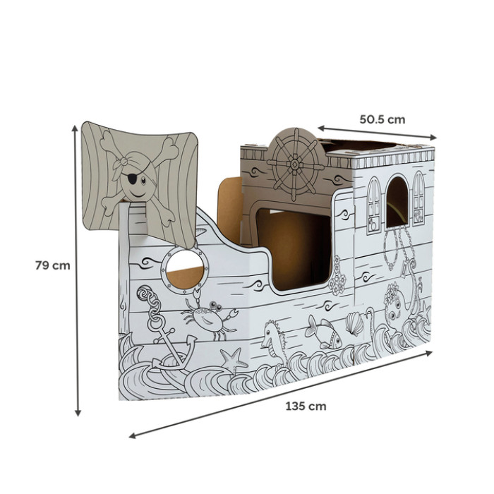 Kartonnen Piratenschip XL Bankers Box Play inkleurbaar