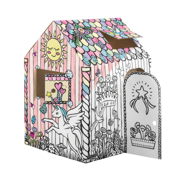 Kartonnen speelhuis XL Eenhoorn Bankers Box Play inkleurbaar