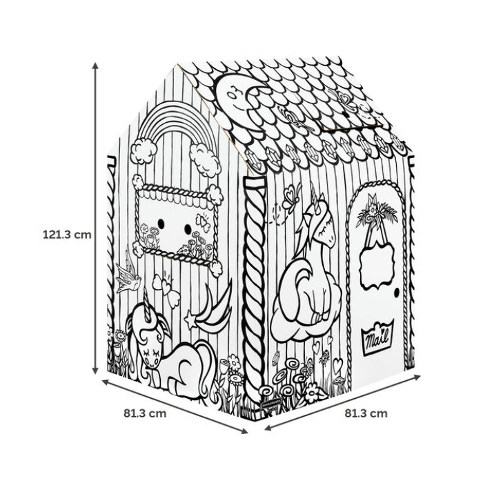 Kartonnen speelhuis XL Eenhoorn Bankers Box Play inkleurbaar