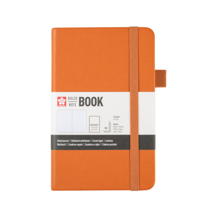 Notitieboek Sakura pocket 90x140mm lijn hard cover amber