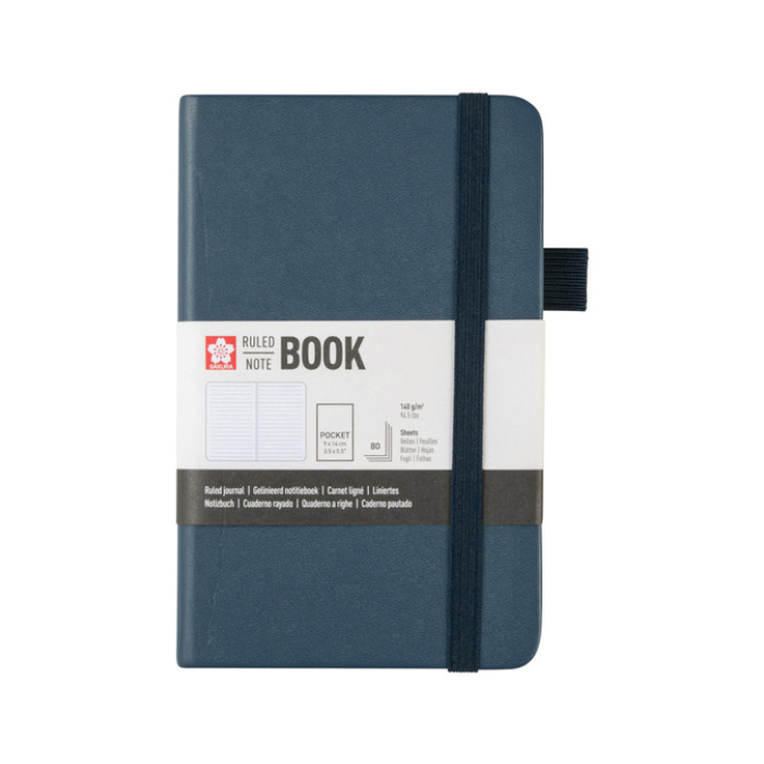 Notitieboek Sakura pocket 90x140mm lijn hard cover donker indigo