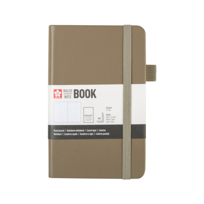 Notitieboek Sakura pocket 90x140mm lijn hard cover sintel