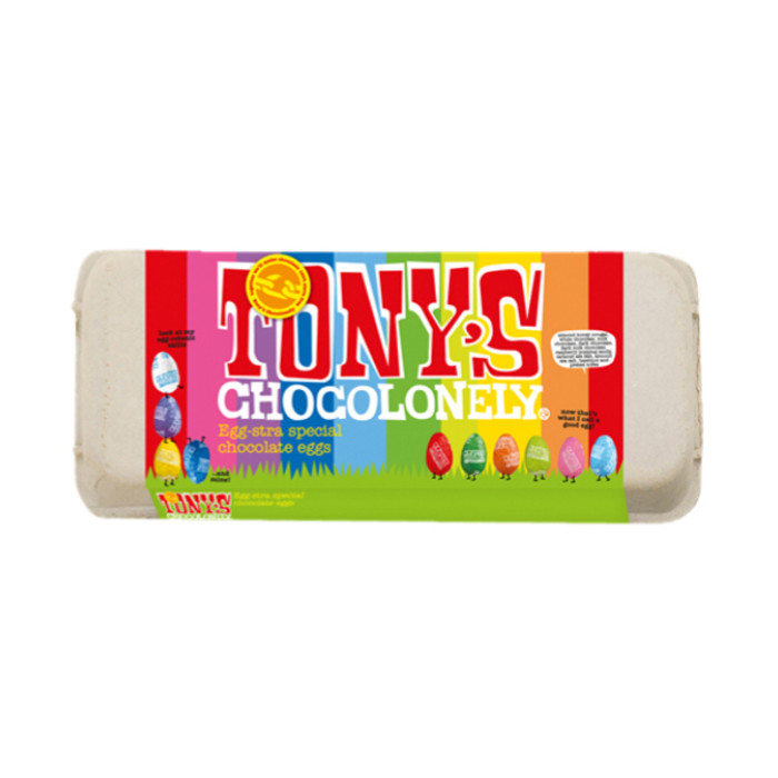 Chocolade Tony's Chocolonely paaseitjes doos mix groot 18 stuks