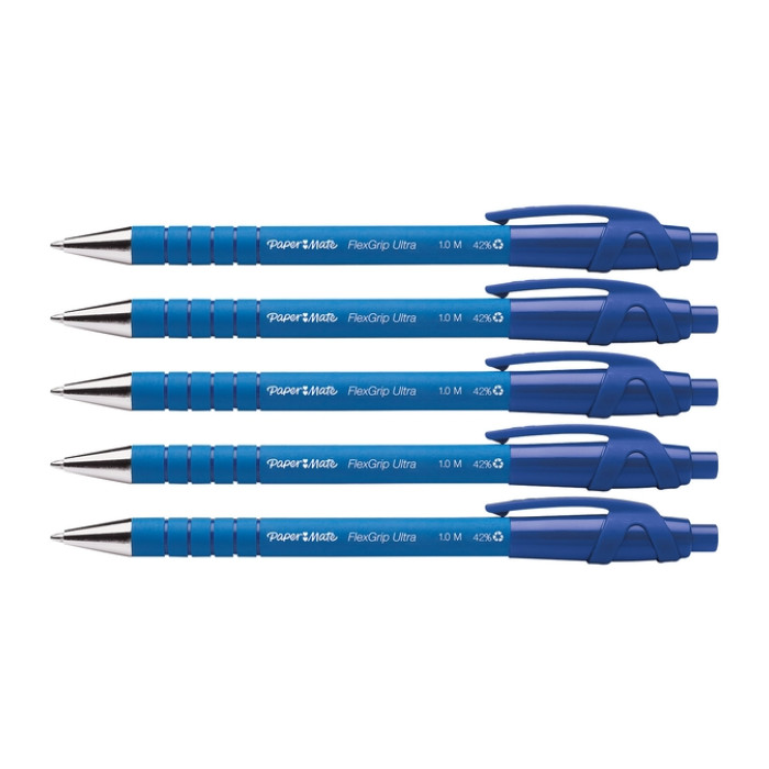 Balpen Paper Mate Flexgrip Ultra medium blauw blister à 5 stuks