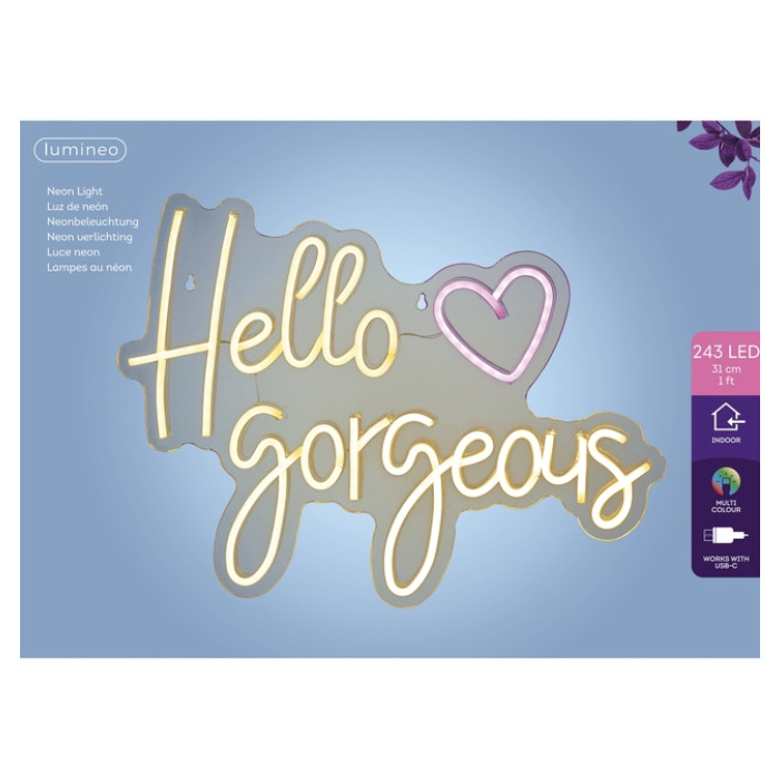 Ledbord Lumineo indoor USB neon Hello Gorgeous