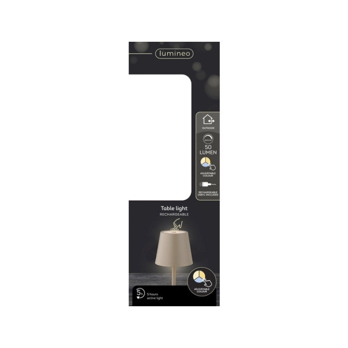 Tafellamp Lumineo led oplaadbaar steady binnen bruin