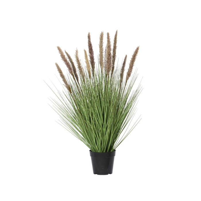 Kunstgras Everlands met pluimen bruin 80cm in pot pvc