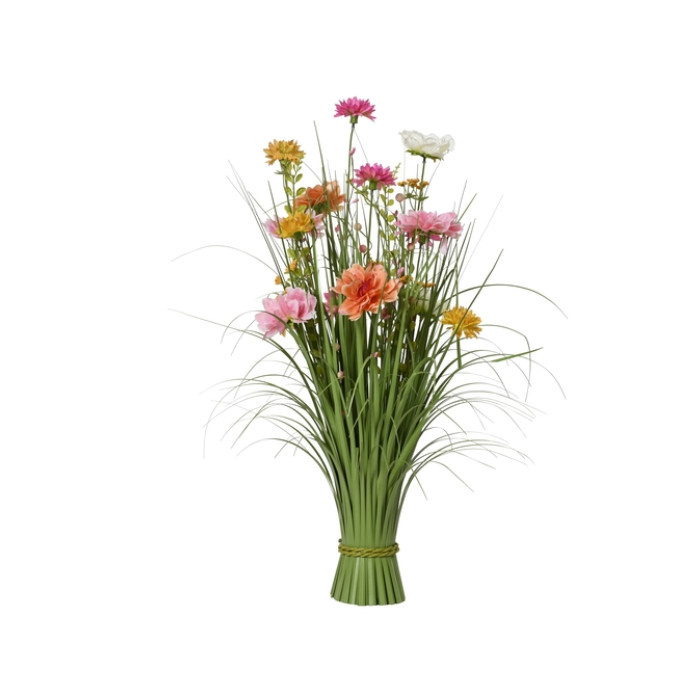 Kunstgras Everlands met bloemen roze 70cm polyester