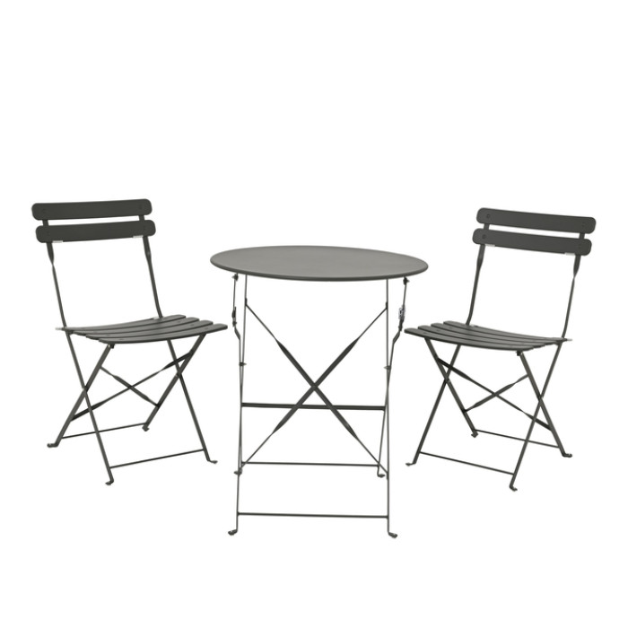 Bistroset staal 3-delig antraciet