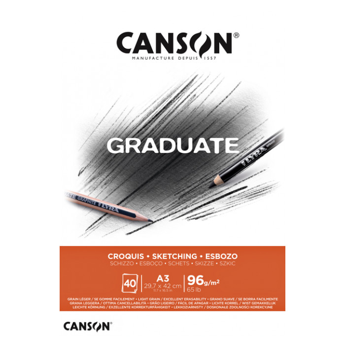 Schetsboek Canson Graduate Croquis A3 96gr 40vel
