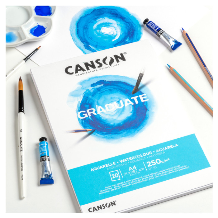 Aquarelblok Canson Graduate A5 250gr 20vel