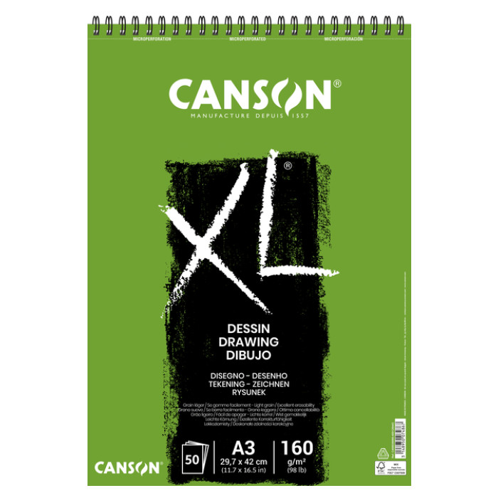 Tekenblok Canson XL Dessin A3 160gram spiraal 50 vel