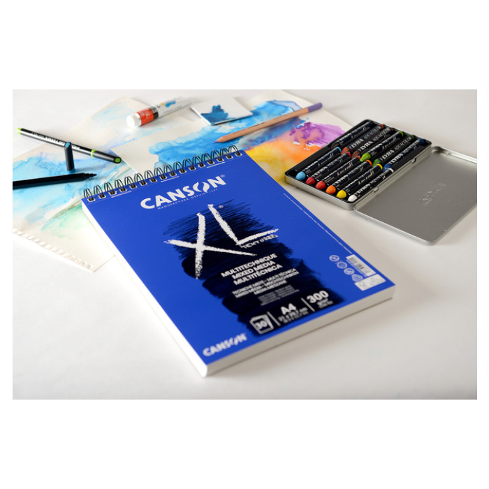 Aquarelblok Canson XL Mix Media A4 300gr 30vel spiraal 30 vel
