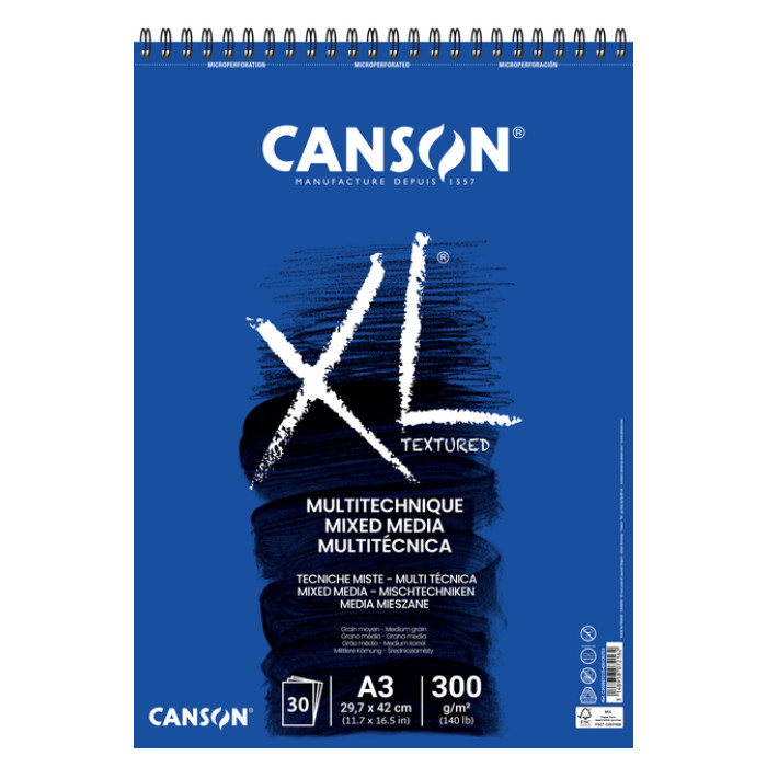 Aquarelblok Canson XL Mix Media A3 300gr 30vel spiraal 30 vel