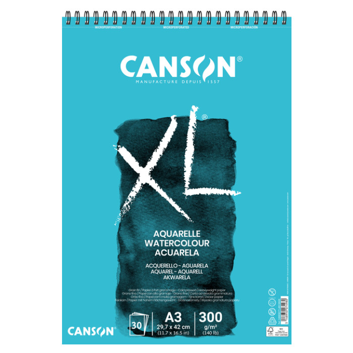 Aquarelblok Canson XL A3 30v 300gr spiraal