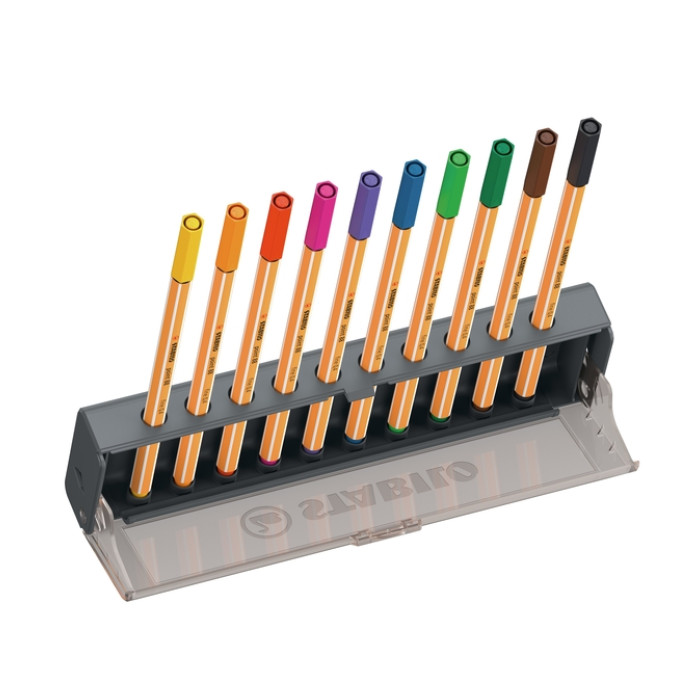 Fineliner STABILO point 88 fijn clickset à 10 kleuren