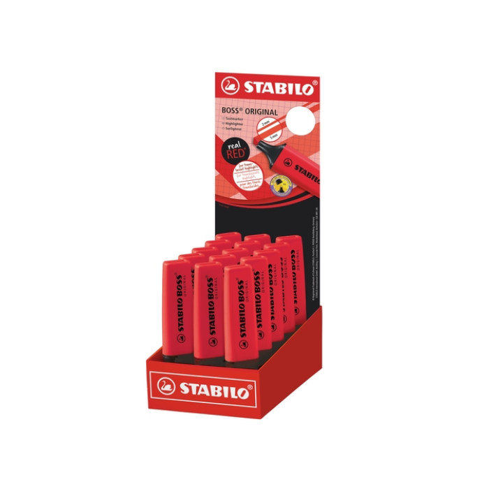 Markeerstift STABILO Boss 70/48 echt rood display à 15 stuks