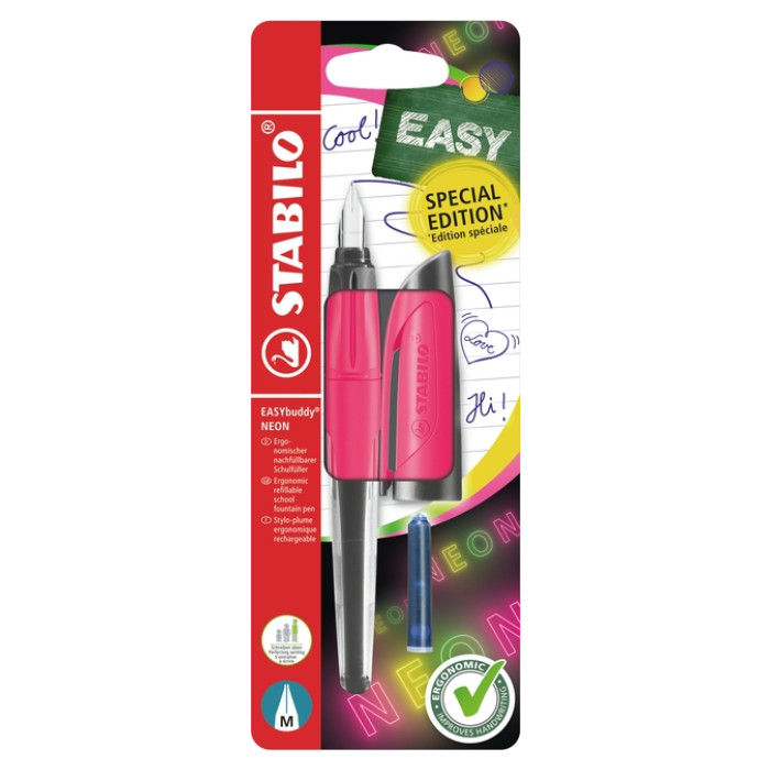 Vulpen STABILO Easybuddy medium neon roze blister à 1 stuk