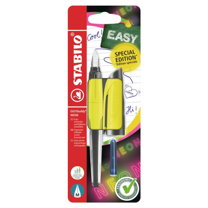 Vulpen STABILO Easybuddy medium neon geel blister à 1 stuk