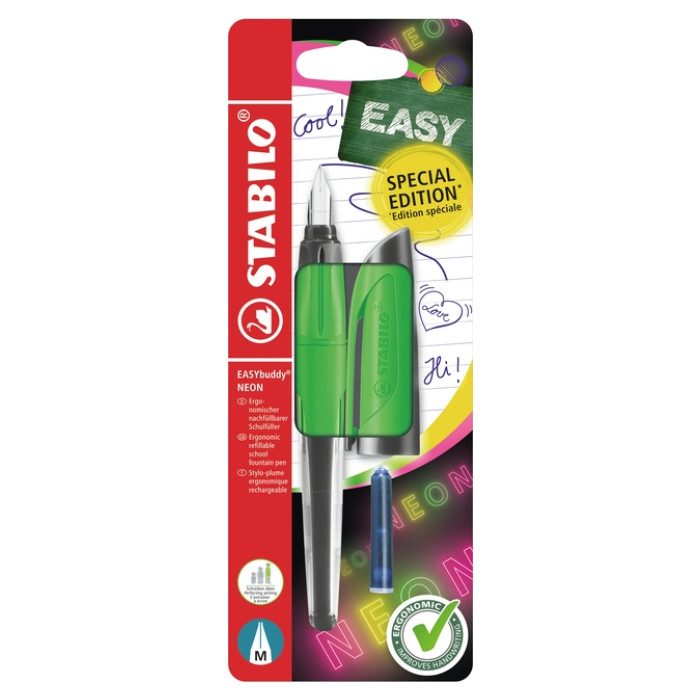 Vulpen STABILO Easybuddy medium neon groen blister à 1 stuk