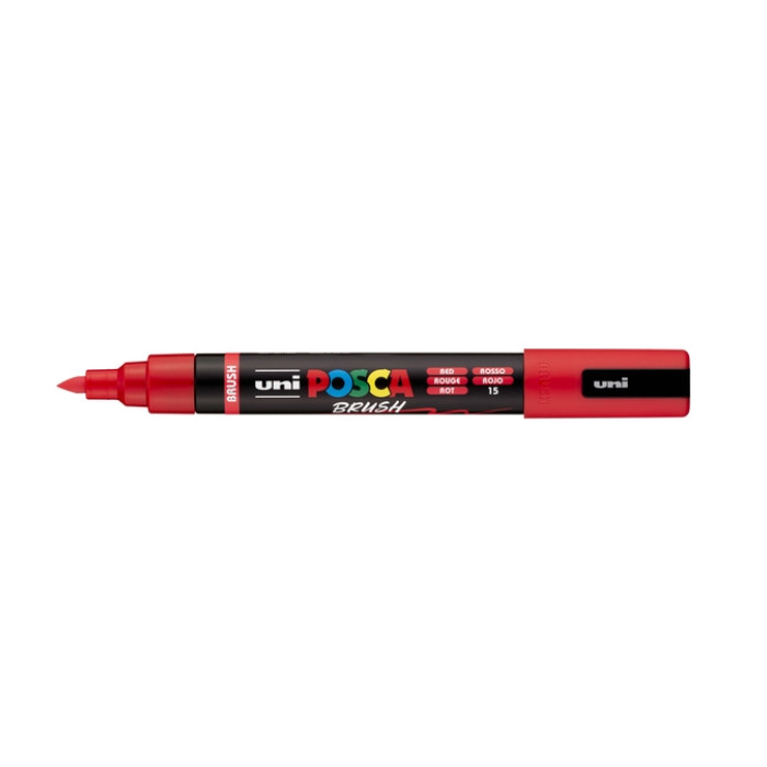 Paintmarker Uni POSCA PC-5BR brushpunt medium rood