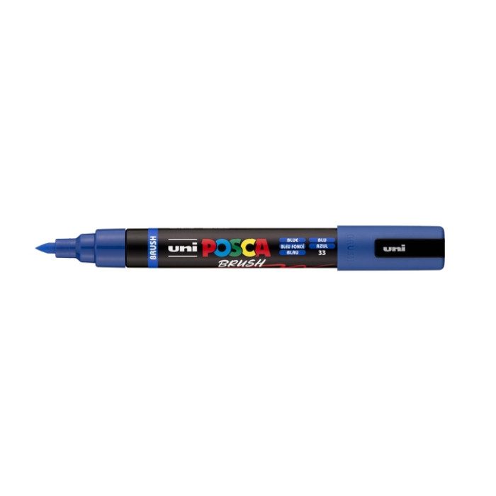 Paintmarker Uni POSCA PC-5BR brushpunt medium donkerblauw