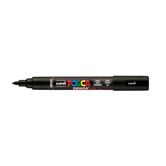 Paintmarker Uni POSCA PC-5BR brushpunt medium zwart