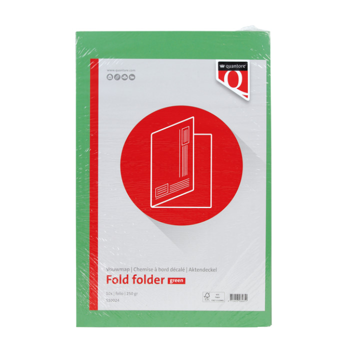 Vouwmap Quantore Folio ongelijke zijde 250gr groen