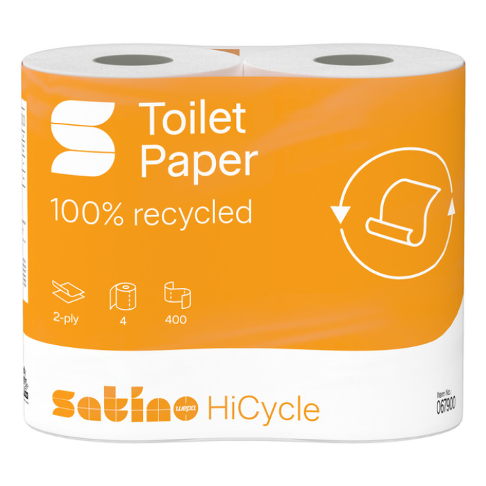 Toiletpapier Satino MT1 HiCycle 2-laags 4x400 vel wit 067900