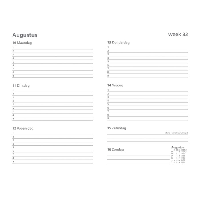 Schoolagenda 2026-2027 Ryam Studie Uni 7dagen/2pagina's rood