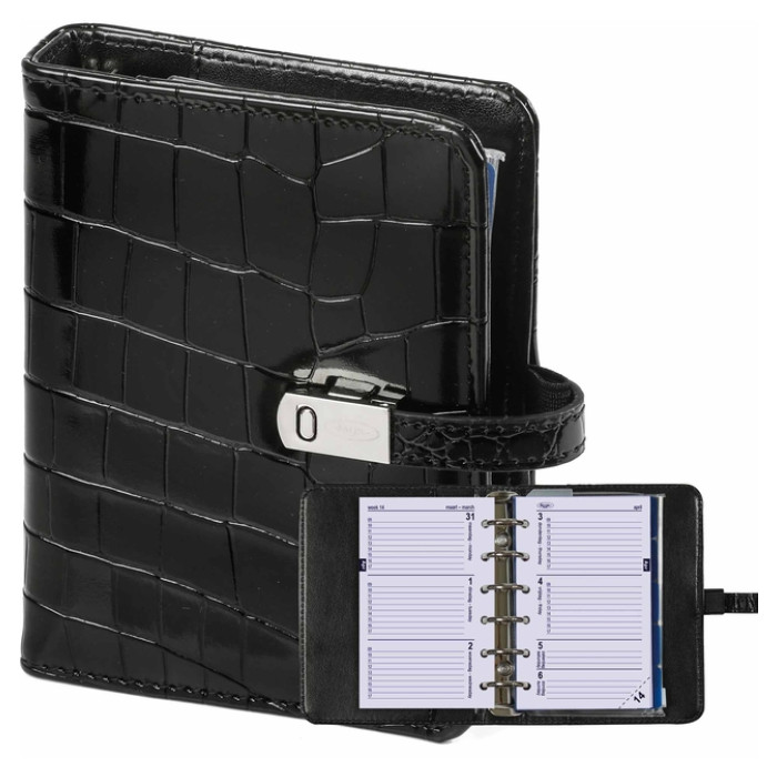 Organizer Kalpa Pocket inclusief agenda 2026-2027 7dagen/2pagina's croco zwart