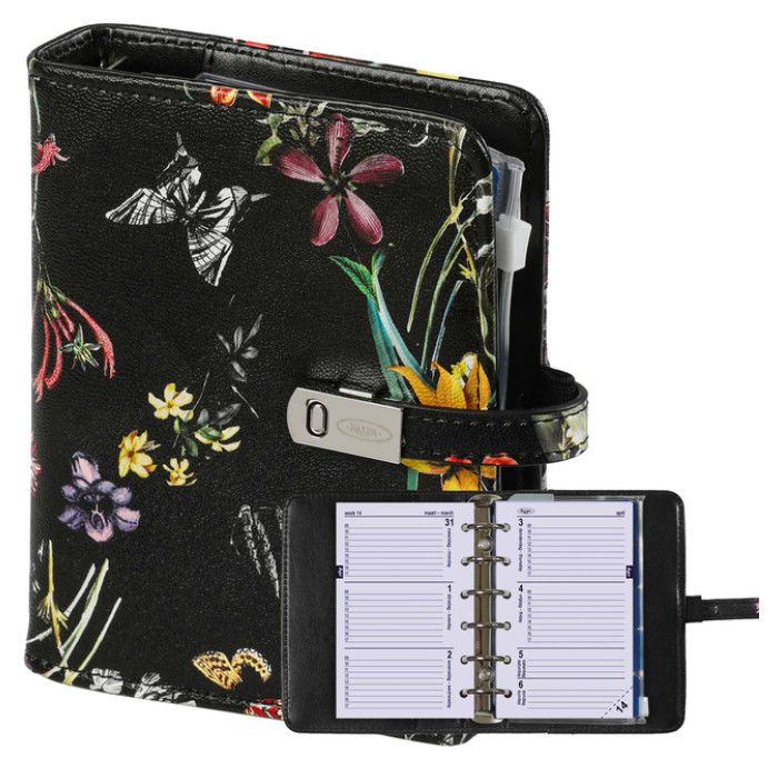 Organizer Kalpa Pocket inclusief agenda 2026-2027 7dagen/2pagina's bloemenzee zwart