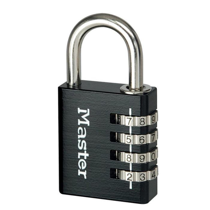 Hangslot MasterLock combinatieslot aluminium + hoofdsleutel 40mm