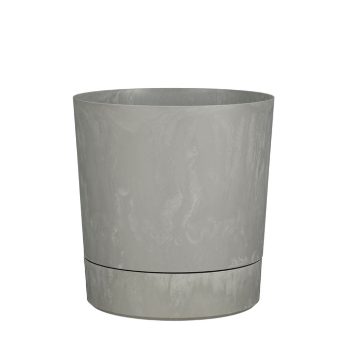 Plantenpot Mica Coco met schotel rond hoogte 23,5 Ø22,5 cm grijs