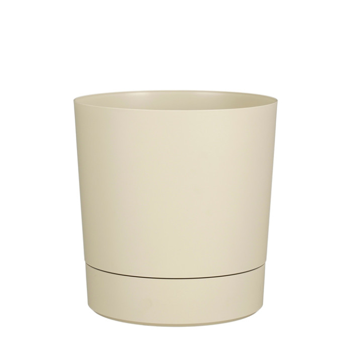 Plantenpot Mica Coco met schotel rond hoogte 23,5 Ø22,5 cm beige
