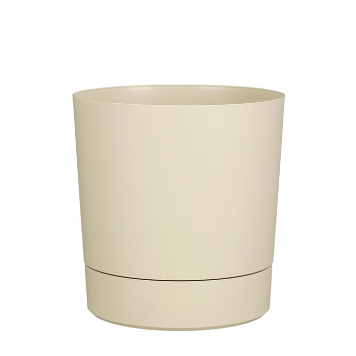 Plantenpot Mica Coco met schotel rond hoogte 29,5 Ø28 cm beige