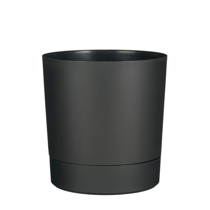 Plantenpot Mica Coco met schotel rond hoogte 29,5 Ø28 cm antraciet