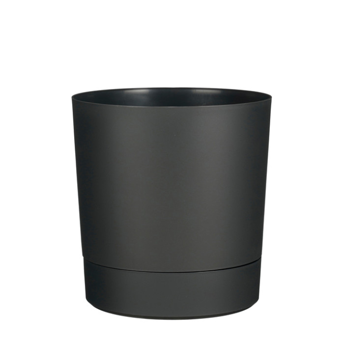 Plantenpot Mica Coco met schotel rond hoogte 23,5 Ø22,5 cm antraciet
