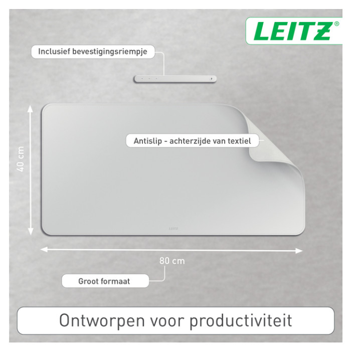 Bureau-onderlegger Leitz 80x40cm oprolbaar grijs