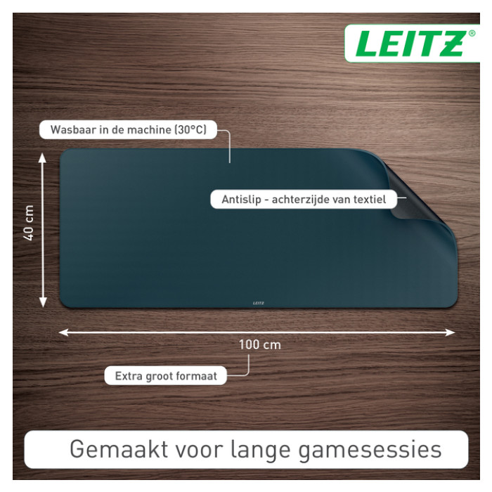 Bureau-onderlegger Leitz 100x40cm oprolbaar donkergrijs