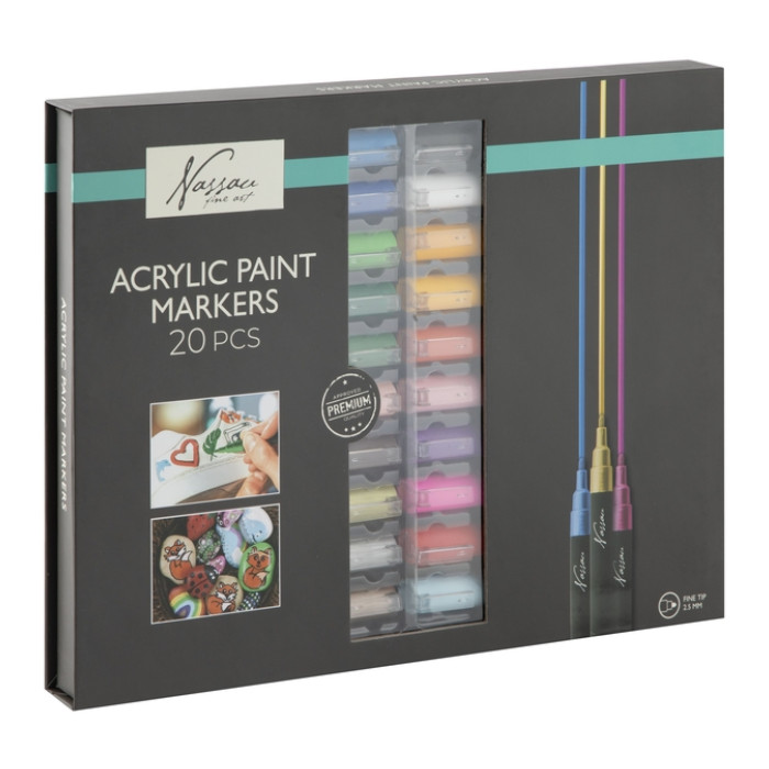 Acrylmarker Nassau set à 20 kleuren