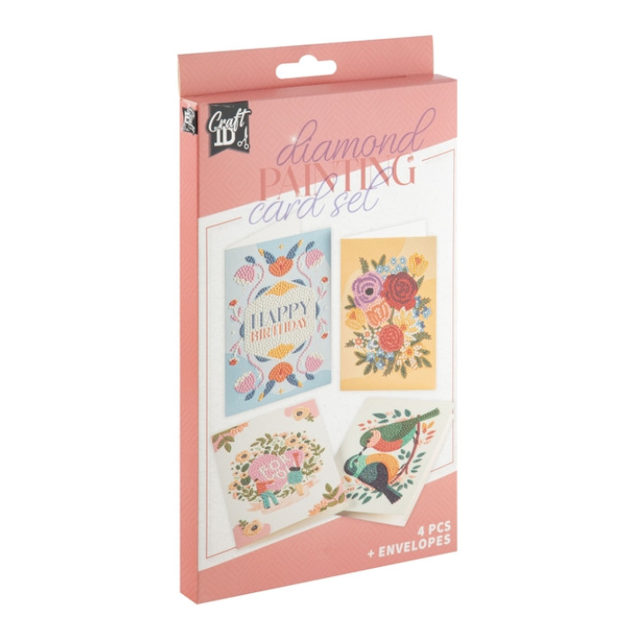 Diamondpaintingkaarten Craft ID 13x18 cm doosje à 4 stuks