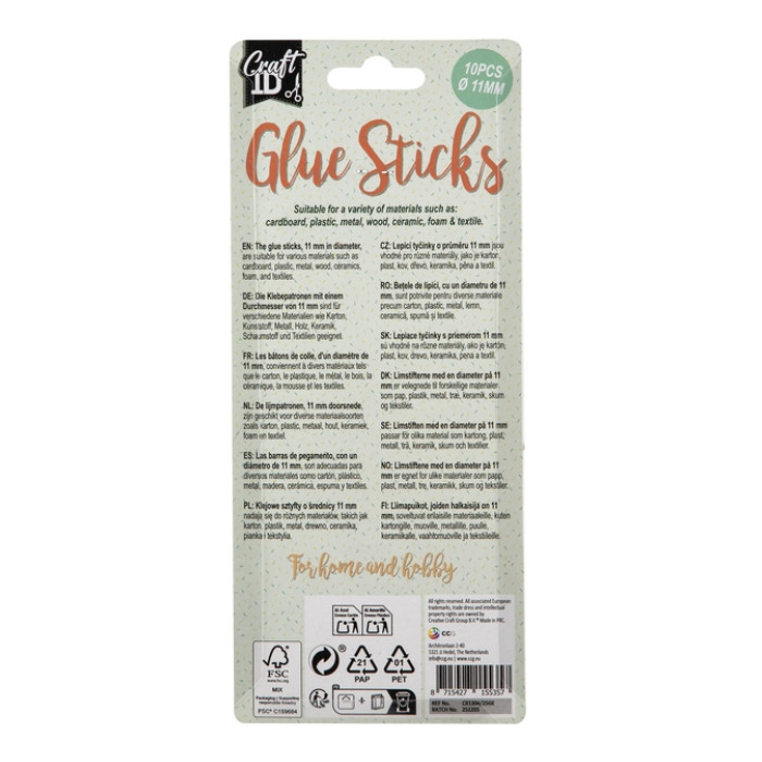 Lijmpatroon Craft ID 15x1,1cm 10 stuks transparant