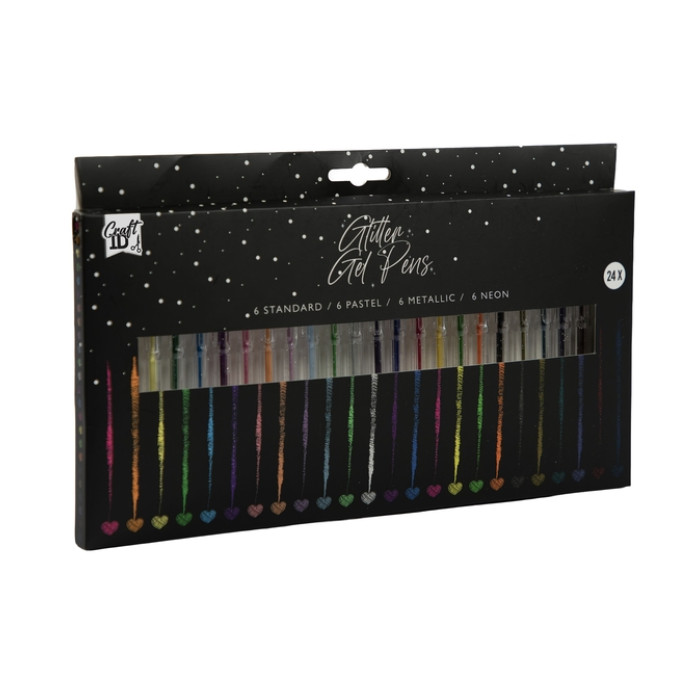Gelpennen Craft ID glitter set à 24 kleuren